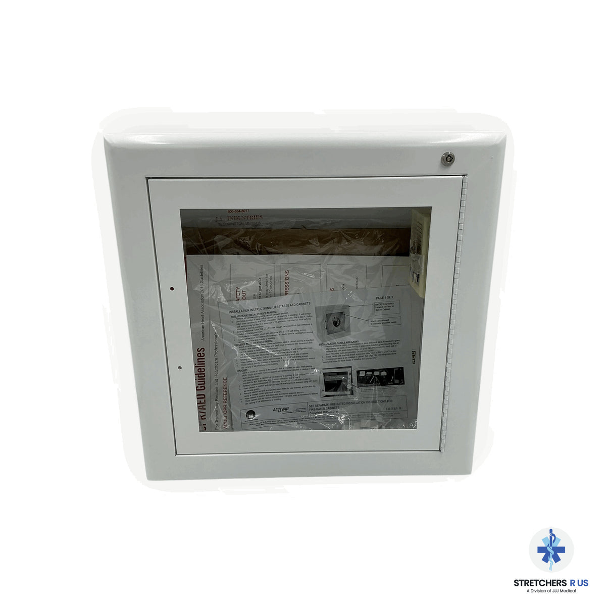 Stryker Physio-Control White Metal Surface-Mount AED Wall Cabinet with Audible Alarm - New or Refurbished