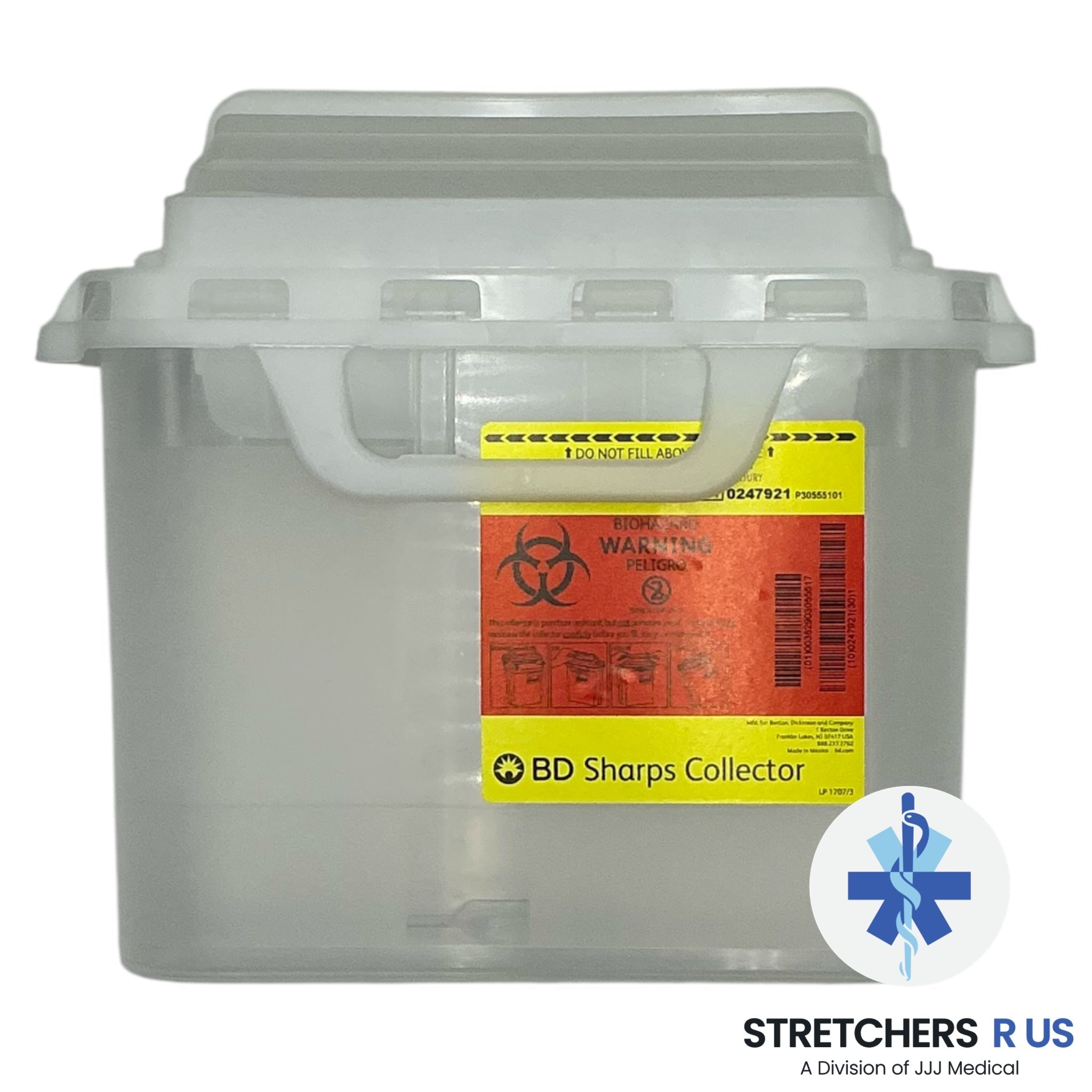 BD Patient Room Sharps Container – 5.4 Qt, Counterbalanced Door, Clear (Case of 20) - MEDICAL WASTE SUPPLIES - Stretchers R Us