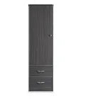 MedaCure CC-WR1D2D Contemporary Collection Wardrobe | 1 Door, 2 Drawer | Coastal Grey, Cherry & Mahogany Finishes