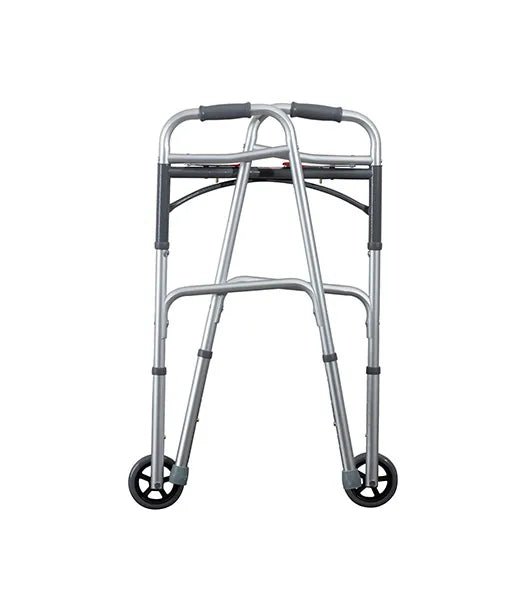 Medacure Adult 2-Button Folding Walker | AWNW, AW5W | Standard & 5" Wheel Models Available - Adult Walkers - Stretchers R Us