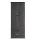 MedaCure CC-WR2D2D Contemporary Collection Wardrobe | 2 Door, 2 Drawer | Coastal Grey, Cherry & Mahogany Finishes - Wardrobes - Stretchers R Us