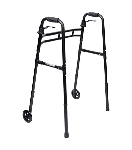 Medacure Expandable Adult Paddle Walker with 5" Wheels | AW5WEX-BLK | Adjustable Width Mobility Walker - Expandable Walkers - Stretchers R Us