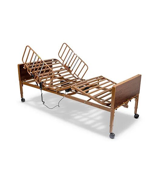 Medacure HCFE36 Full Electric Homecare Bed | Walnut or Black Finish | Full & Half Rail Options Available - Homecare Beds - Stretchers R Us