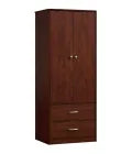 MedaCure CC-WR2D2D Contemporary Collection Wardrobe | 2 Door, 2 Drawer | Coastal Grey, Cherry & Mahogany Finishes