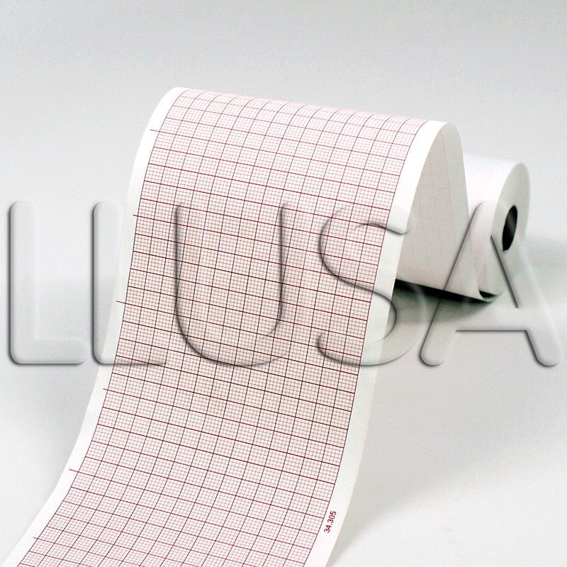 X - Series Compatible Red Grid Premium Thermal ECG Recording Chart Paper - ECG Printer Paper - Stretchers R Us