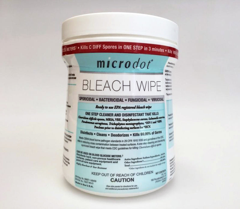 Microdot Bleach Wipes 6" X 6", 160/Can MICRODOT