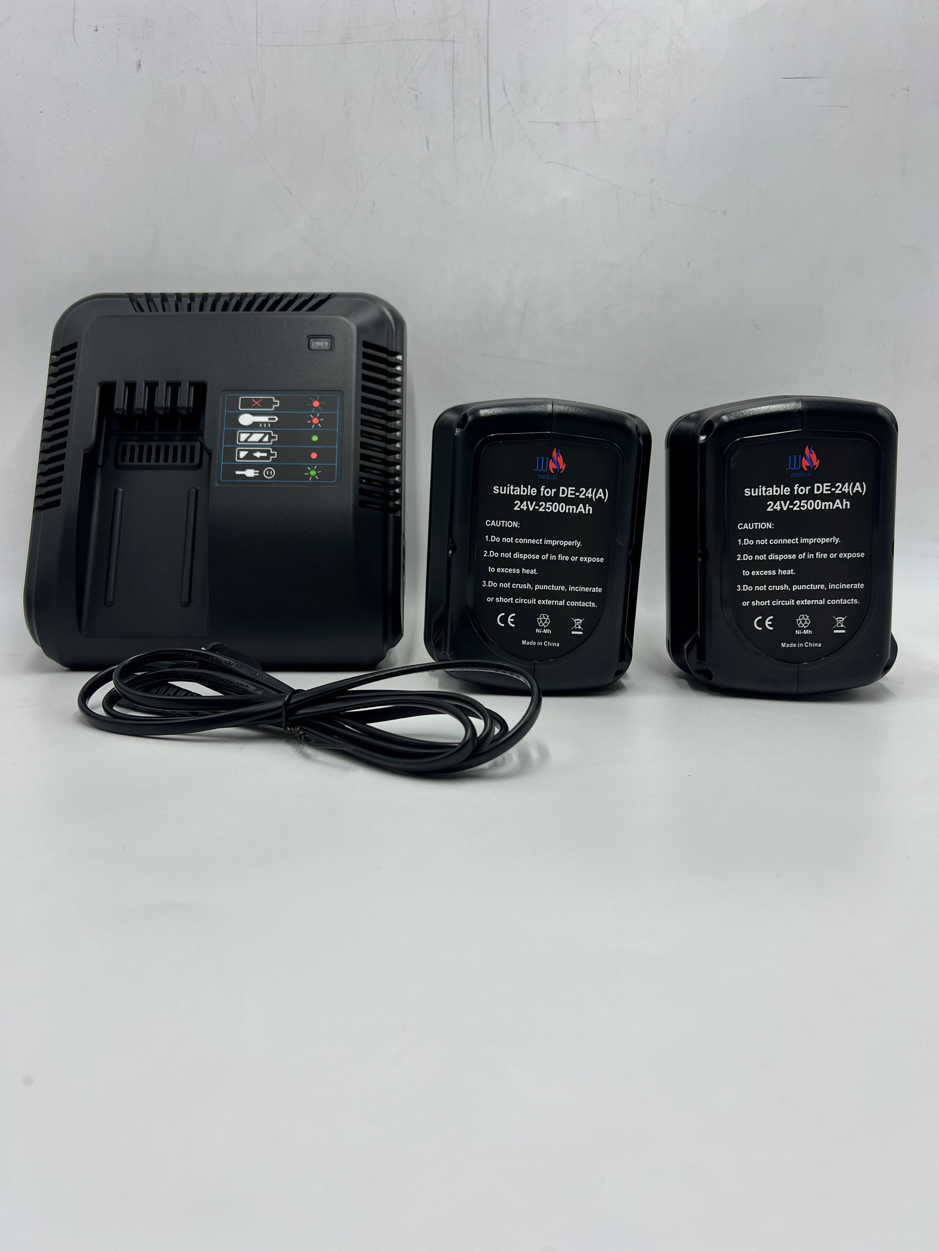 Dewalt Style Battery Kit For Powered Ambulance Cots (Includes Two Batteries And Charger) | EY - DE - CH03+2xEY - DE - 24_2500 - Stryker - JJJ Medical