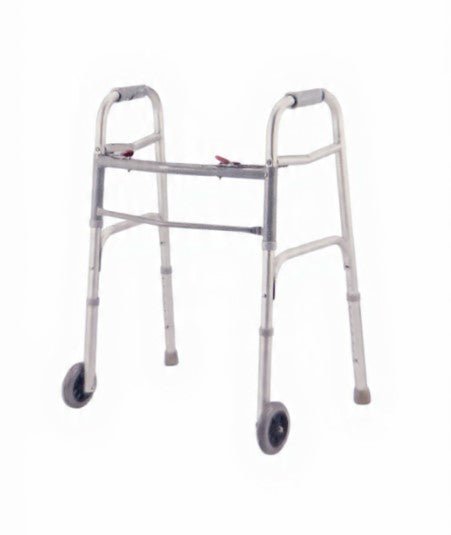 Dlx 2 Button Folding Walker w/3” wheels (Bronze) MH2302A - draft - new - april - JJJ Medical