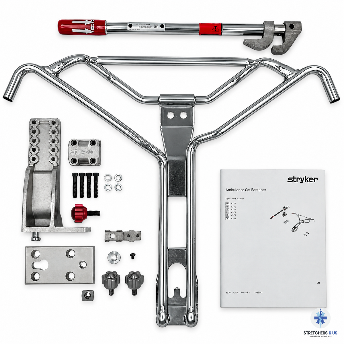 Stryker 6370 Floor Mount Cot Fastener System with Universal Floor Plate, Short Pole - Stryker - Stretchers R Us