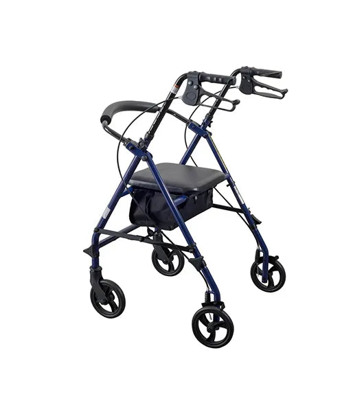 Medacure Steel Rollator with 6" Wheels | R300-6-KD-BLK, R300-6-KD-BLU, R300-6-KD-RED | Multiple Color Options Available