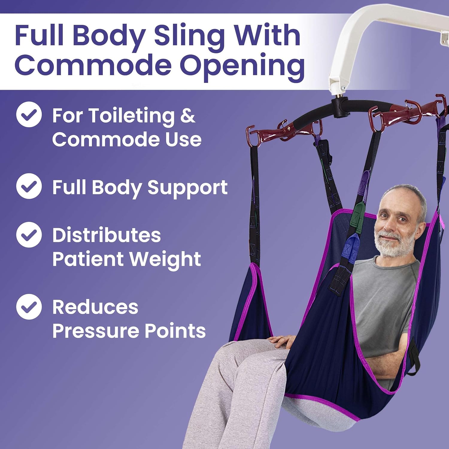 Medacure Full Body Sling with Commode Patient Lift Sling | S100-C, M200-C, L300-C, XL400-C | Multiple Size Options Available - Commode Slings - Stretchers R Us