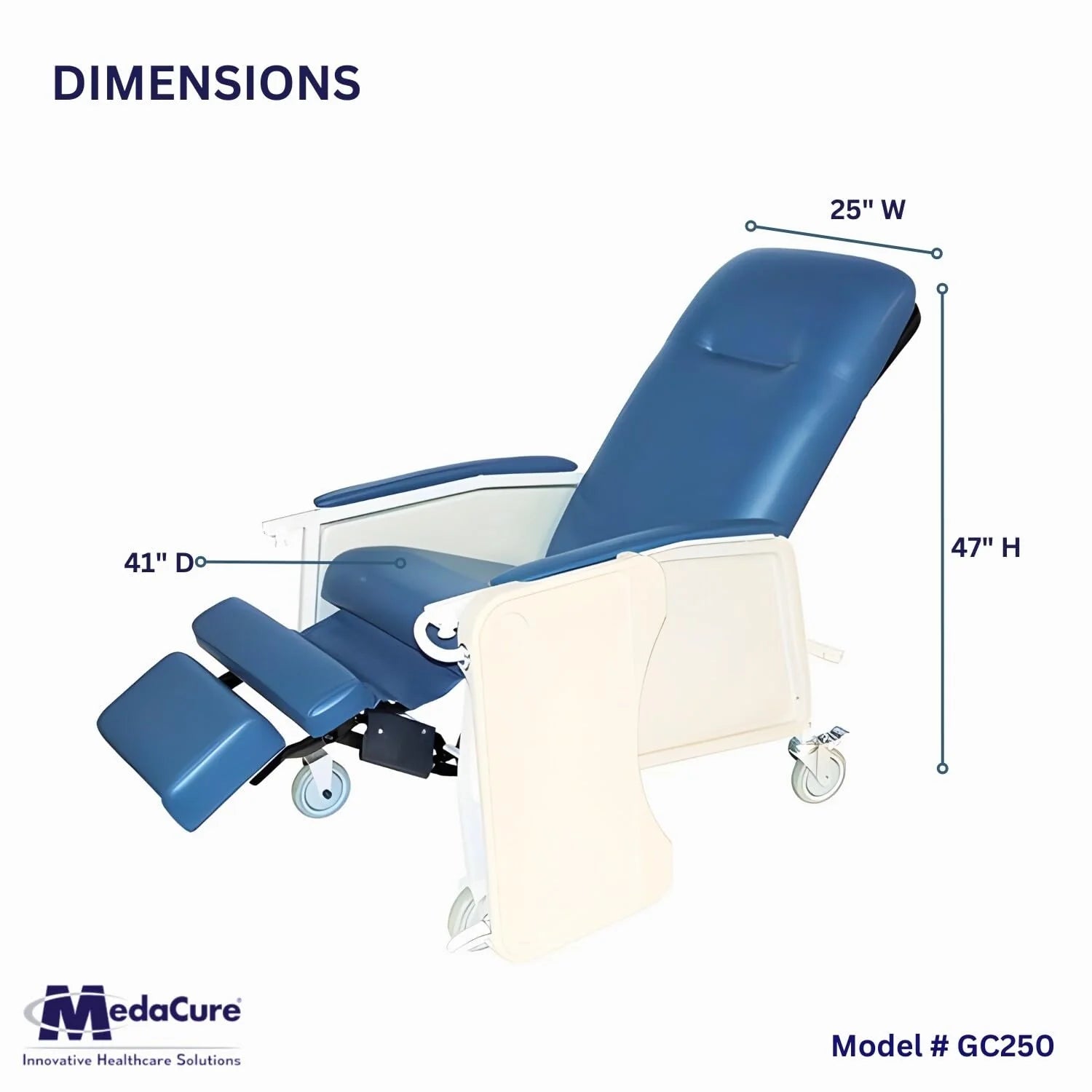 Medacure Reclining Geri Chair | GC250 & GC500 Models Available | 250 lb & 500 lb Weight Capacity Options - Recliners - Stretchers R Us