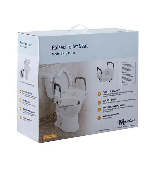 Medacure RTS350-A Raised Toilet Seat with Arms and Lock | 350 lb Weight Capacity - Raised Toilet Seats - Stretchers R Us