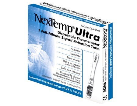 NexTemp Ultra Fahrenheit Single Use Disposable Thermometers 100 Pack / Box ThermometerF