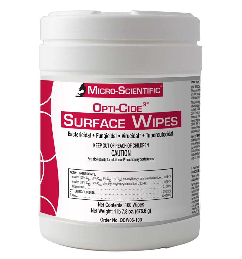 Micro Scientific Opti-Cide3 Disinfectant Surface Wipes opticide3 OCW06-100