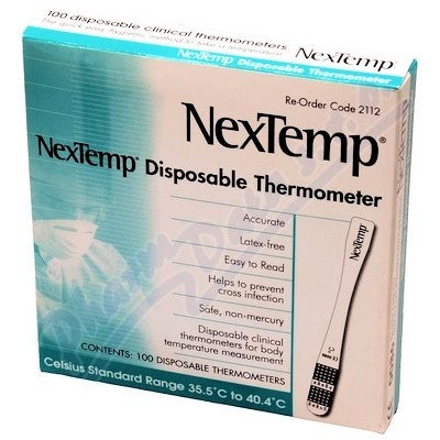 NexTemp Disposable Celcius Thermometers 100/Box ThermometersC